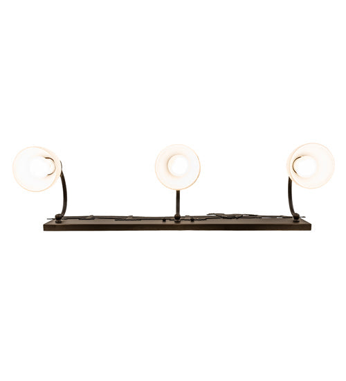 Meyda Lighting Running Horses 27" 3-Light Oil Rubbed Bronze Vanity Light With White Opal Shade Glass