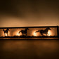 Meyda Lighting Running Horses 30" 4-Light Flat Black Vanity Light With Silver Mica Shade Glass