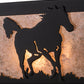 Meyda Lighting Running Horses 30" 4-Light Flat Black Vanity Light With Silver Mica Shade Glass