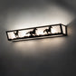 Meyda Lighting Running Horses 30" 4-Light Textured Black Vanity Light With White Opal Art Shade Glass