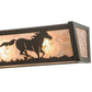 Meyda Lighting Running Horses 30" 4-Light Timeless Bronze Vanity Light With Silver Mica Shade Glass