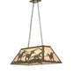 Meyda Lighting Running Horses 33" 6-Light Antique Copper Island Pendant Light With Silver Mica Shade Glass