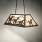 Meyda Lighting Running Horses 33" 6-Light Antique Copper Island Pendant Light With Silver Mica Shade Glass