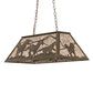 Meyda Lighting Running Horses 33" 6-Light Antique Copper Island Pendant Light With Silver Mica Shade Glass