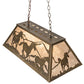 Meyda Lighting Running Horses 33" 6-Light Antique Copper Island Pendant Light With Silver Mica Shade Glass