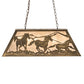 Meyda Lighting Running Horses 33" 6-Light Antique Copper Island Pendant Light With Silver Mica Shade Glass