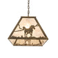 Meyda Lighting Running Horses 33" 6-Light Antique Copper Island Pendant Light With Silver Mica Shade Glass