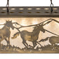 Meyda Lighting Running Horses 33" 6-Light Antique Copper Island Pendant Light With Silver Mica Shade Glass