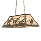 Meyda Lighting Running Horses 33" 6-Light Antique Copper Island Pendant Light With Silver Mica Shade Glass