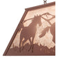 Meyda Lighting Running Horses 33" 6-Light Rust Island Pendant Light With Silver Mica Shade Glass