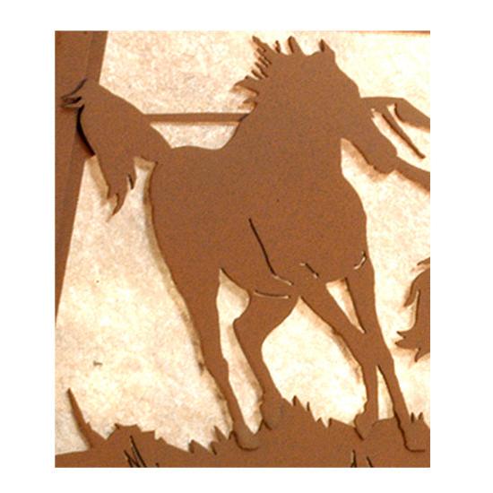 Meyda Lighting Running Horses 33" 6-Light Rust Island Pendant Light With Silver Mica Shade Glass