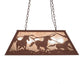 Meyda Lighting Running Horses 33" 6-Light Rust Island Pendant Light With Silver Mica Shade Glass