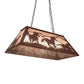 Meyda Lighting Running Horses 33" 6-Light Rust Island Pendant Light With Silver Mica Shade Glass