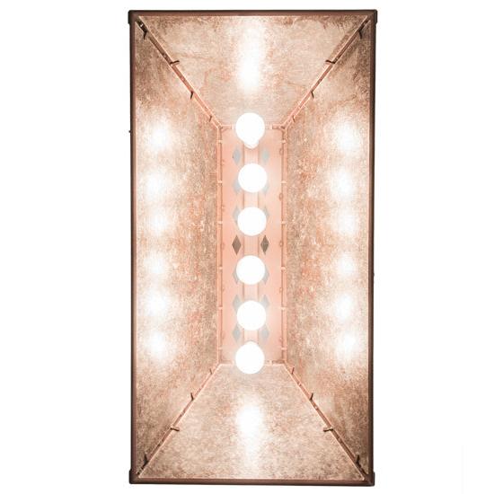 Meyda Lighting Running Horses 33" 6-Light Rust Island Pendant Light With Silver Mica Shade Glass