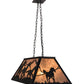 Meyda Lighting Running Horses 33" 6-Light Textured Black Island Pendant Light With Silver Mica Shade Glass