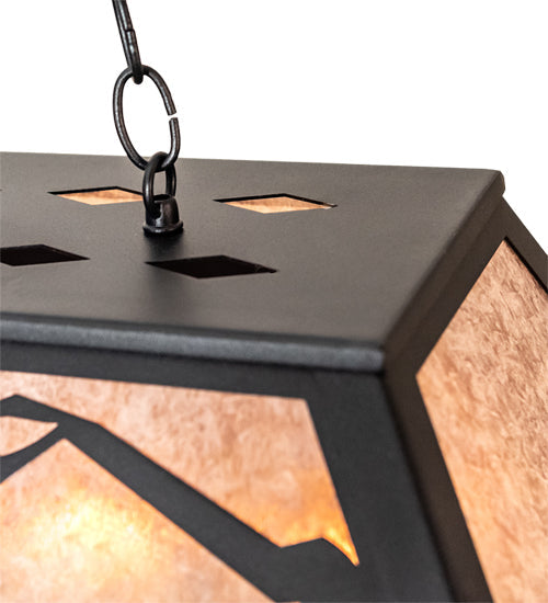 Meyda Lighting Running Horses 33" 6-Light Textured Black Island Pendant Light With Silver Mica Shade Glass
