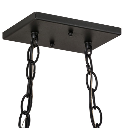 Meyda Lighting Running Horses 33" 6-Light Textured Black Island Pendant Light With Silver Mica Shade Glass