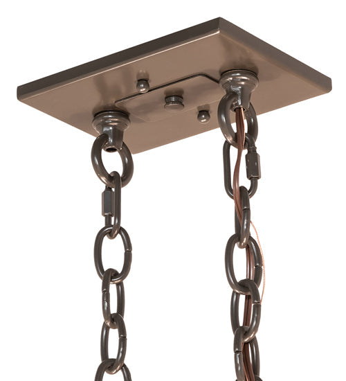 Meyda Lighting Running Horses 54" 6-Light Timeless Bronze Island Inverted Pendant Light With Silver Mica Shade Glass
