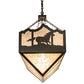 Meyda Lighting Running Horses 54" 6-Light Timeless Bronze Island Inverted Pendant Light With Silver Mica Shade Glass
