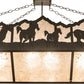 Meyda Lighting Running Horses 54" 6-Light Timeless Bronze Island Inverted Pendant Light With Silver Mica Shade Glass
