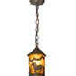 Meyda Lighting Running Horses 6" Timeless Mini Pendant Light With Amber Mica Shade Glass