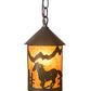 Meyda Lighting Running Horses 6" Timeless Mini Pendant Light With Amber Mica Shade Glass
