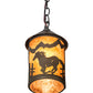 Meyda Lighting Running Horses 6" Timeless Mini Pendant Light With Amber Mica Shade Glass