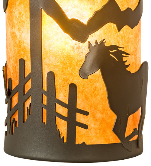 Meyda Lighting Running Horses 6" Timeless Mini Pendant Light With Amber Mica Shade Glass