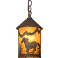 Meyda Lighting Running Horses 6" Timeless Mini Pendant Light With Amber Mica Shade Glass