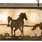 Meyda Lighting Running Horses 60" 9-Light Antique Copper Island Pendant Light With Silver Mica Shade Glass