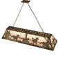 Meyda Lighting Running Horses 60" 9-Light Antique Copper Island Pendant Light With Silver Mica Shade Glass