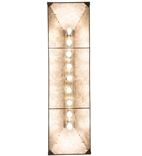 Meyda Lighting Running Horses 60" 9-Light Antique Copper Island Pendant Light With Silver Mica Shade Glass