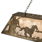 Meyda Lighting Running Horses 60" 9-Light Antique Copper Island Pendant Light With Silver Mica Shade Glass