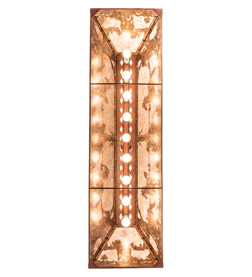 Meyda Lighting Running Horses 61" 9-Light Rust Island Pendant Light With Silver Mica Shade Glass