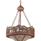 Meyda Lighting Running Horses 81468 16" 3-Light Rust Inverted Pendant Light With Silver Mica Shade Glass