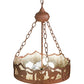 Meyda Lighting Running Horses 81468 16" 3-Light Rust Inverted Pendant Light With Silver Mica Shade Glass