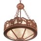 Meyda Lighting Running Horses 81468 16" 3-Light Rust Inverted Pendant Light With Silver Mica Shade Glass