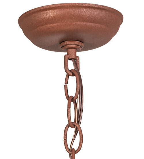 Meyda Lighting Running Horses 81468 16" 3-Light Rust Inverted Pendant Light With Silver Mica Shade Glass