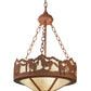 Meyda Lighting Running Horses 81468 16" 3-Light Rust Inverted Pendant Light With Silver Mica Shade Glass