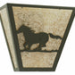 Meyda Lighting Running Horses Left 13" 2-Light Wrought Iron Wall Sconce With Silver Mica Shade Glass