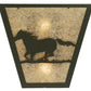Meyda Lighting Running Horses Left 13" 2-Light Wrought Iron Wall Sconce With Silver Mica Shade Glass