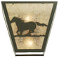 Meyda Lighting Running Horses Left 13" 2-Light Wrought Iron Wall Sconce With Silver Mica Shade Glass