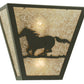 Meyda Lighting Running Horses Left 13" 2-Light Wrought Iron Wall Sconce With Silver Mica Shade Glass