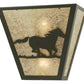 Meyda Lighting Running Horses Right 13" 2-Light Wrought Iron Wall Sconce With Silver Mica Shade Glass