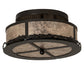 Meyda Lighting Rustic 16" 2-Light Timeless Bronze Prime Flush Mount Light With Silver Mica Shade Glass