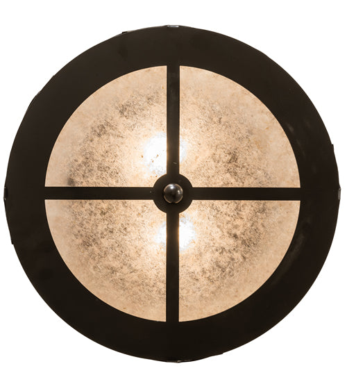 Meyda Lighting Rustic 16" 2-Light Timeless Bronze Prime Flush Mount Light With Silver Mica Shade Glass