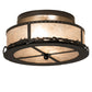 Meyda Lighting Rustic 16" 2-Light Timeless Bronze Prime Flush Mount Light With Silver Mica Shade Glass