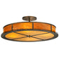 Meyda Lighting Rustic 42" 4-Light Antique Copper Prime Semi-flush Mount Ceiling Light With Honey Amber Shade Glass