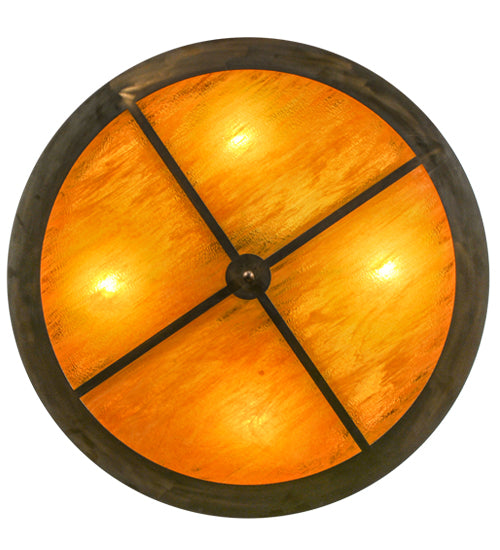 Meyda Lighting Rustic 42" 4-Light Antique Copper Prime Semi-flush Mount Ceiling Light With Honey Amber Shade Glass