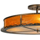 Meyda Lighting Rustic 42" 4-Light Antique Copper Prime Semi-flush Mount Ceiling Light With Honey Amber Shade Glass